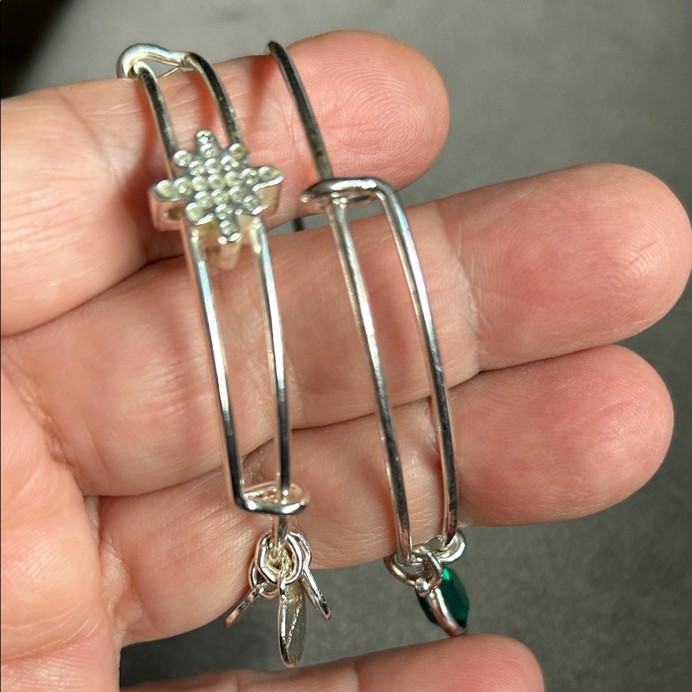 Bundle Silver Charm Bangle Bracelet - image 4